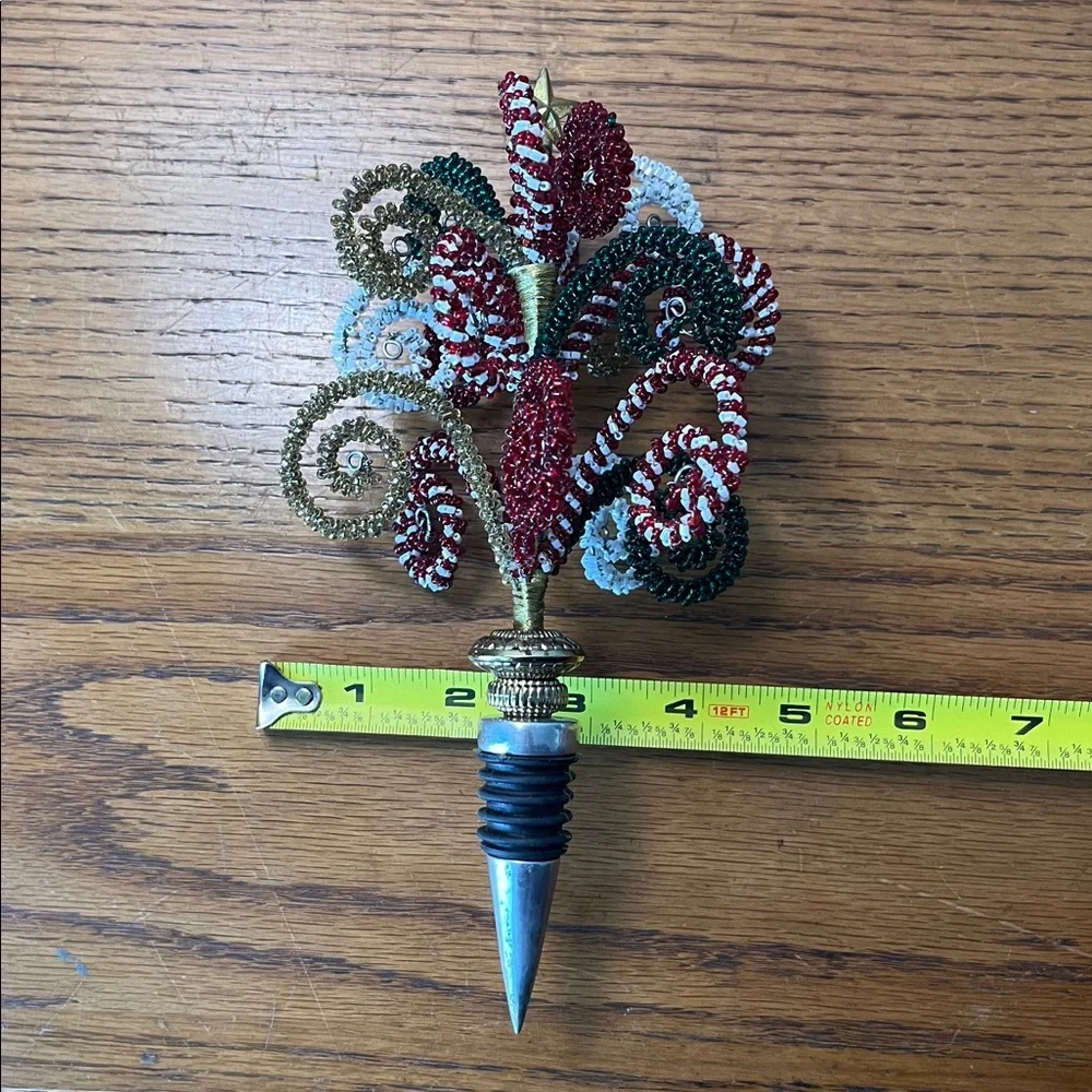 Pier 1 Imports Beaded Christmas Tree Wine Bottle Stopper